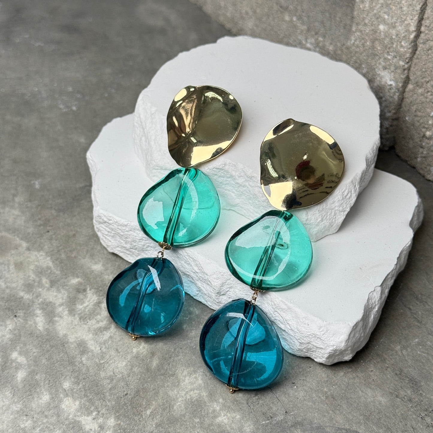Clear Bleu Eclipse Tassel Earrings