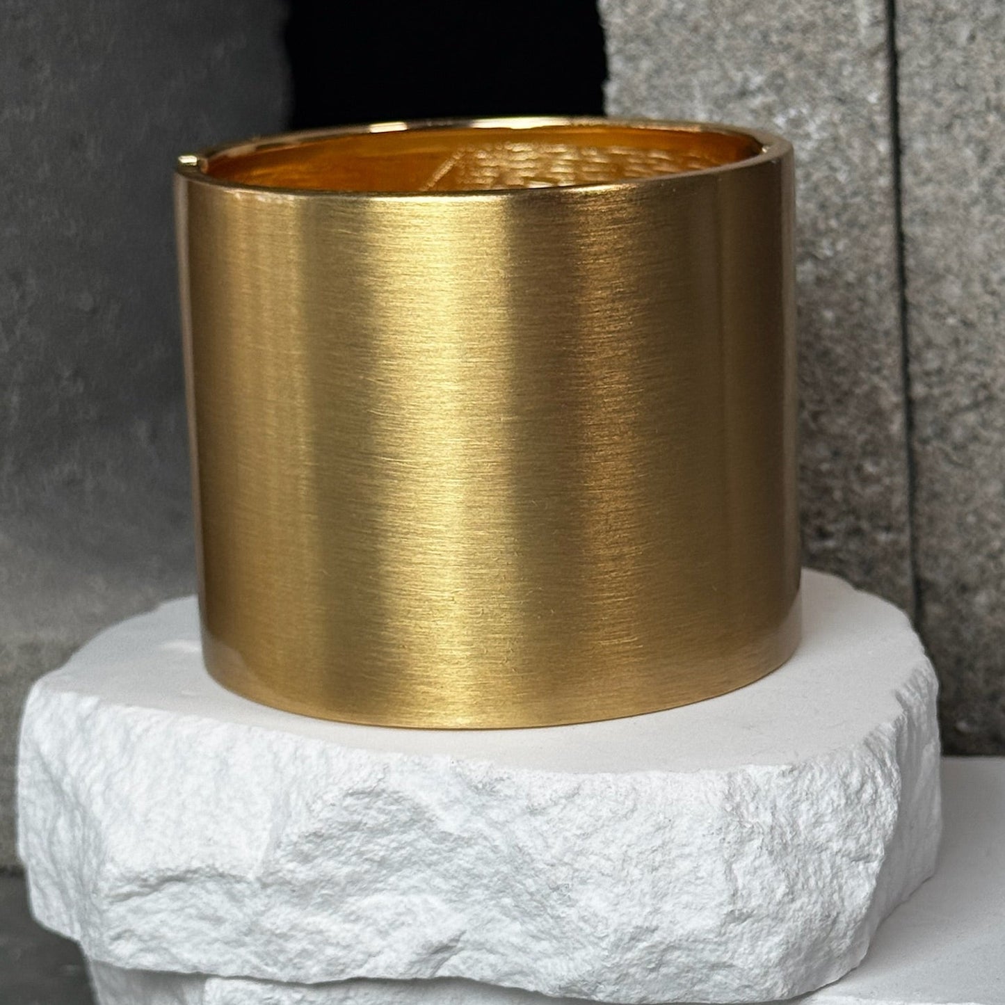 Solid Brushed Gold Wrist Cuff Bracelet 8"
