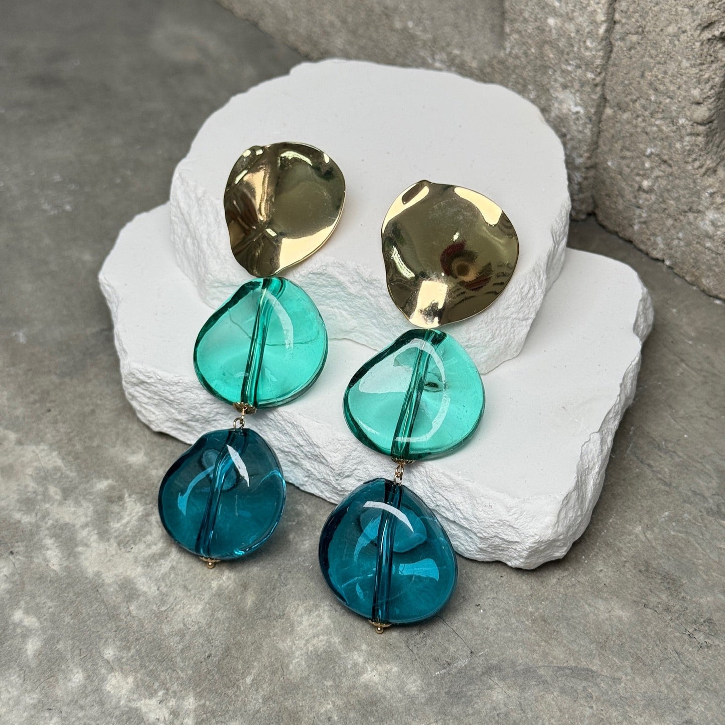 Clear Bleu Eclipse Tassel Earrings