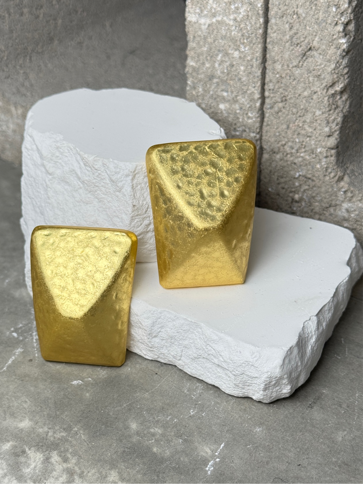 Gold Chunky Bold Statement Textured Earrings