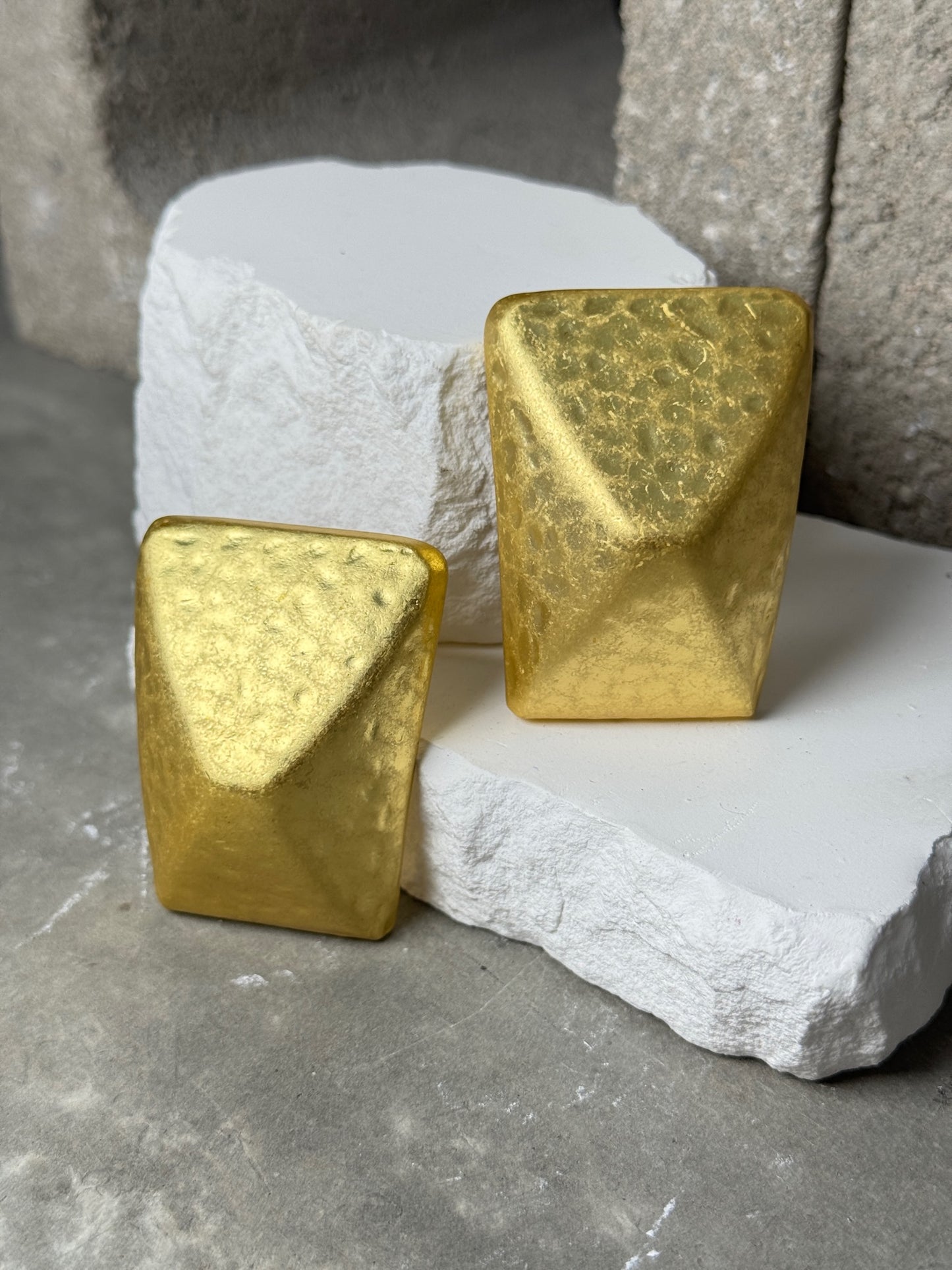 Gold Chunky Bold Statement Textured Earrings