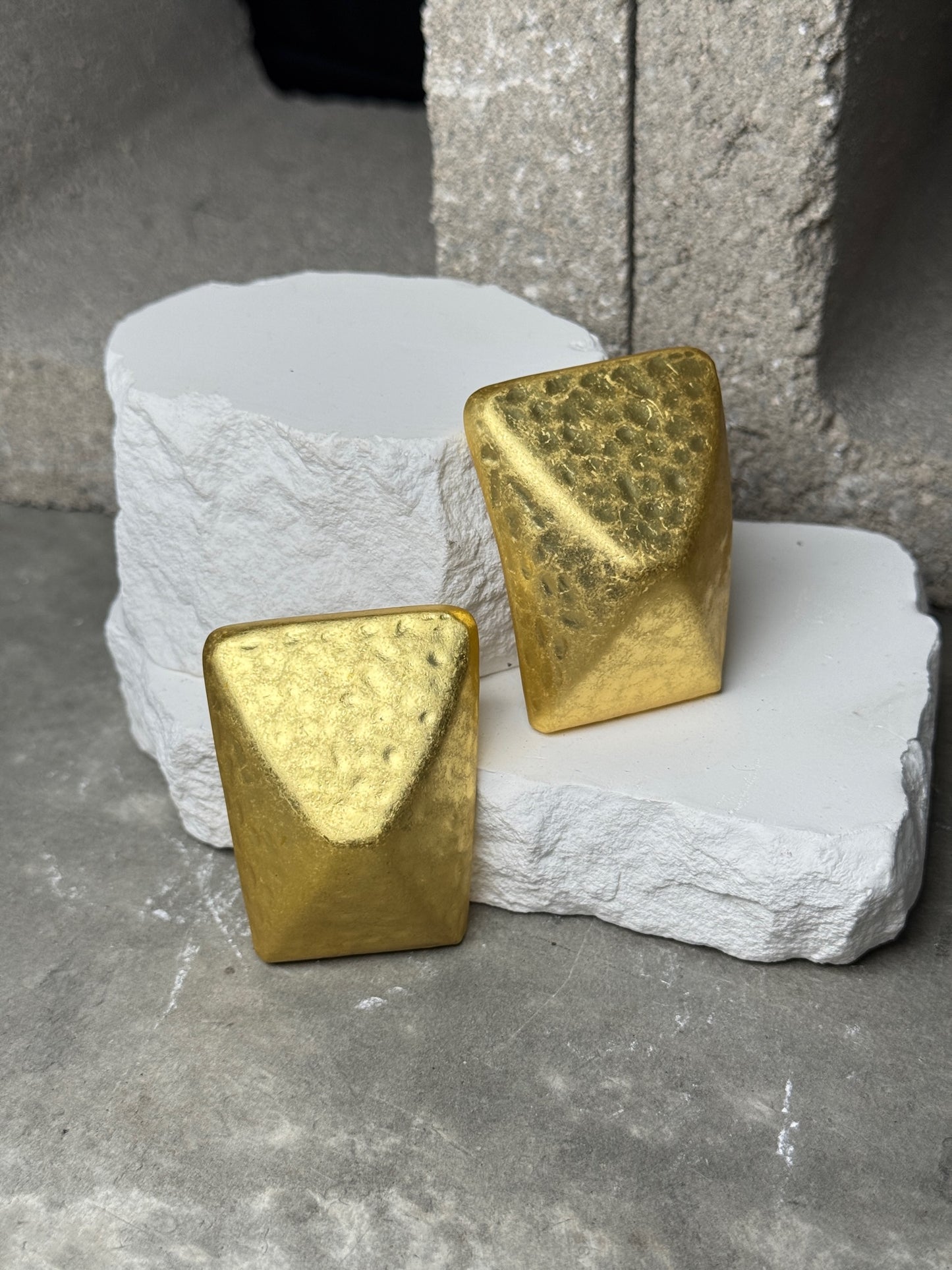 Gold Chunky Bold Statement Textured Earrings