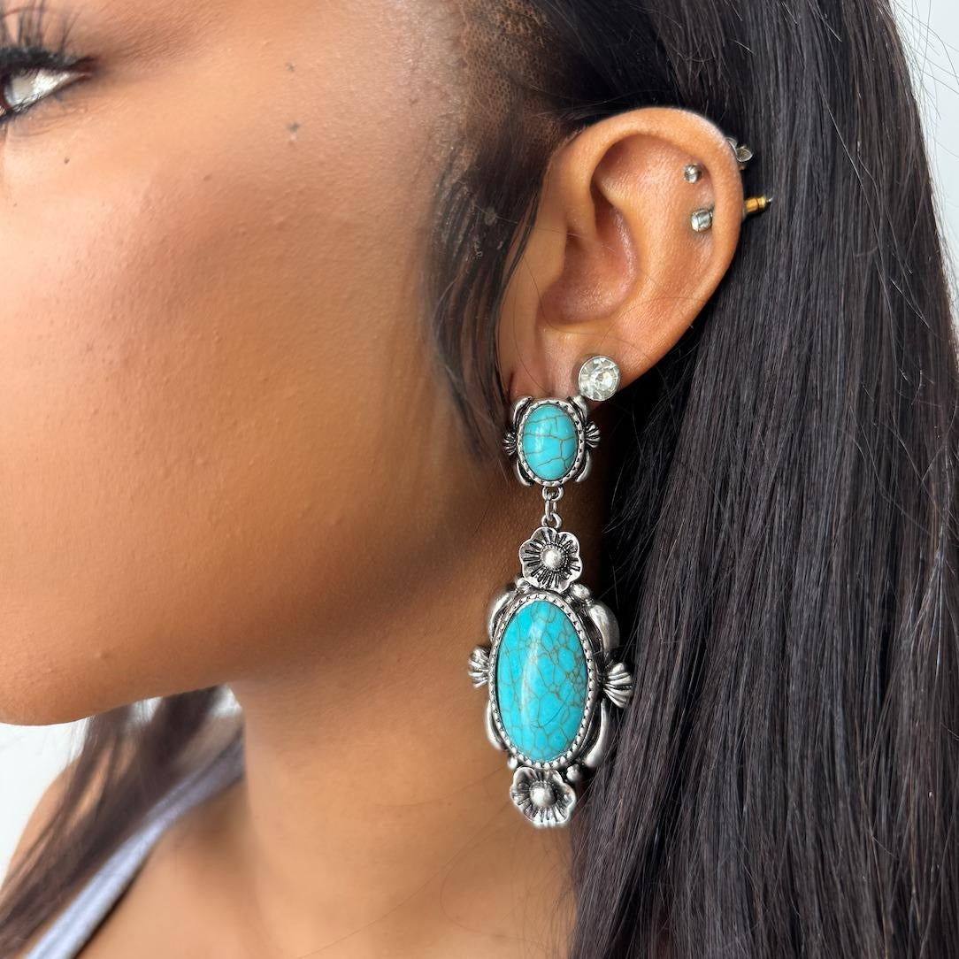 Desert Drip Pendant Tassel Earrings - Unique Tassel Design with Turquoise Accents, Versatile Accessory for Any Outfit