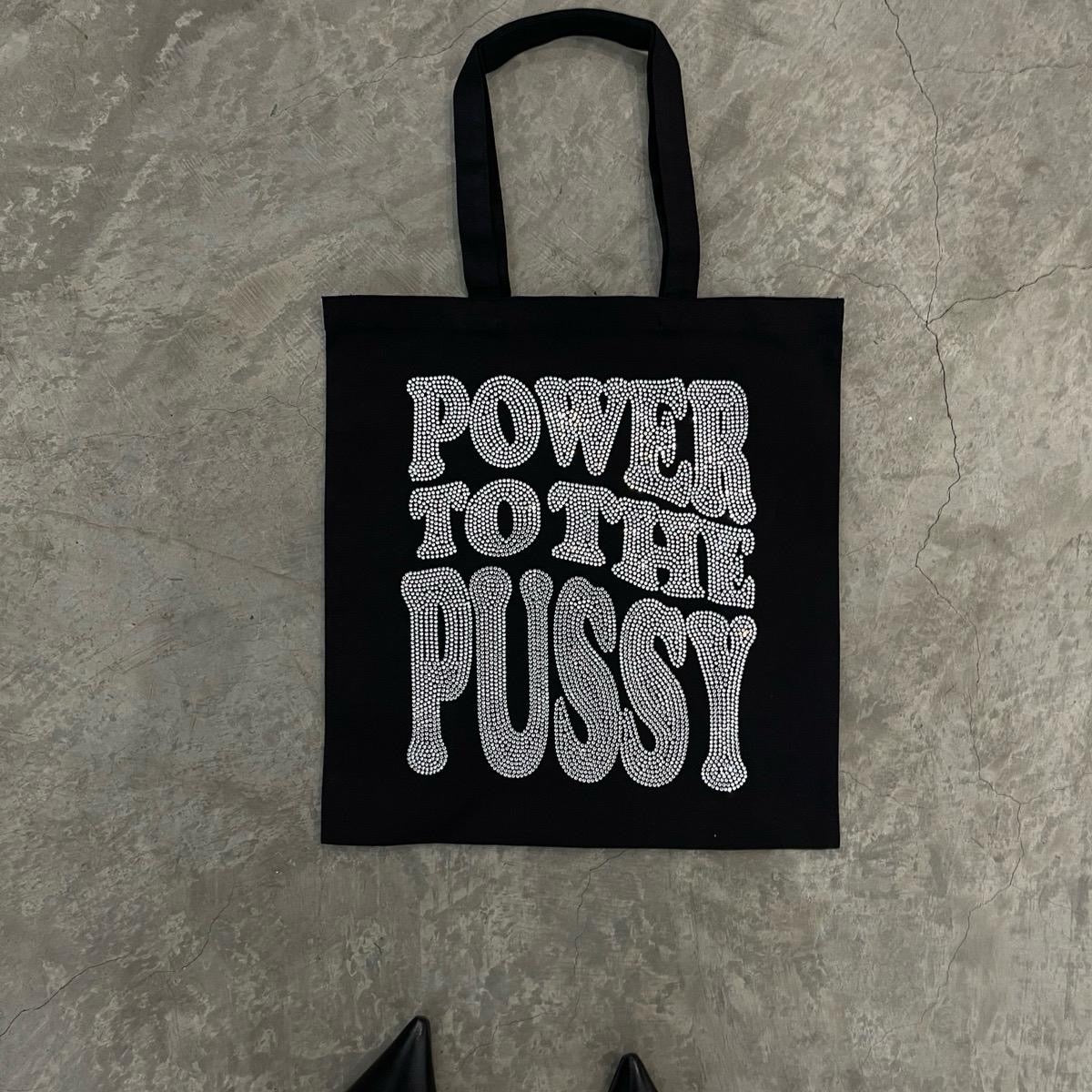 Power to the P Rhinestoned Tote Bag for Women