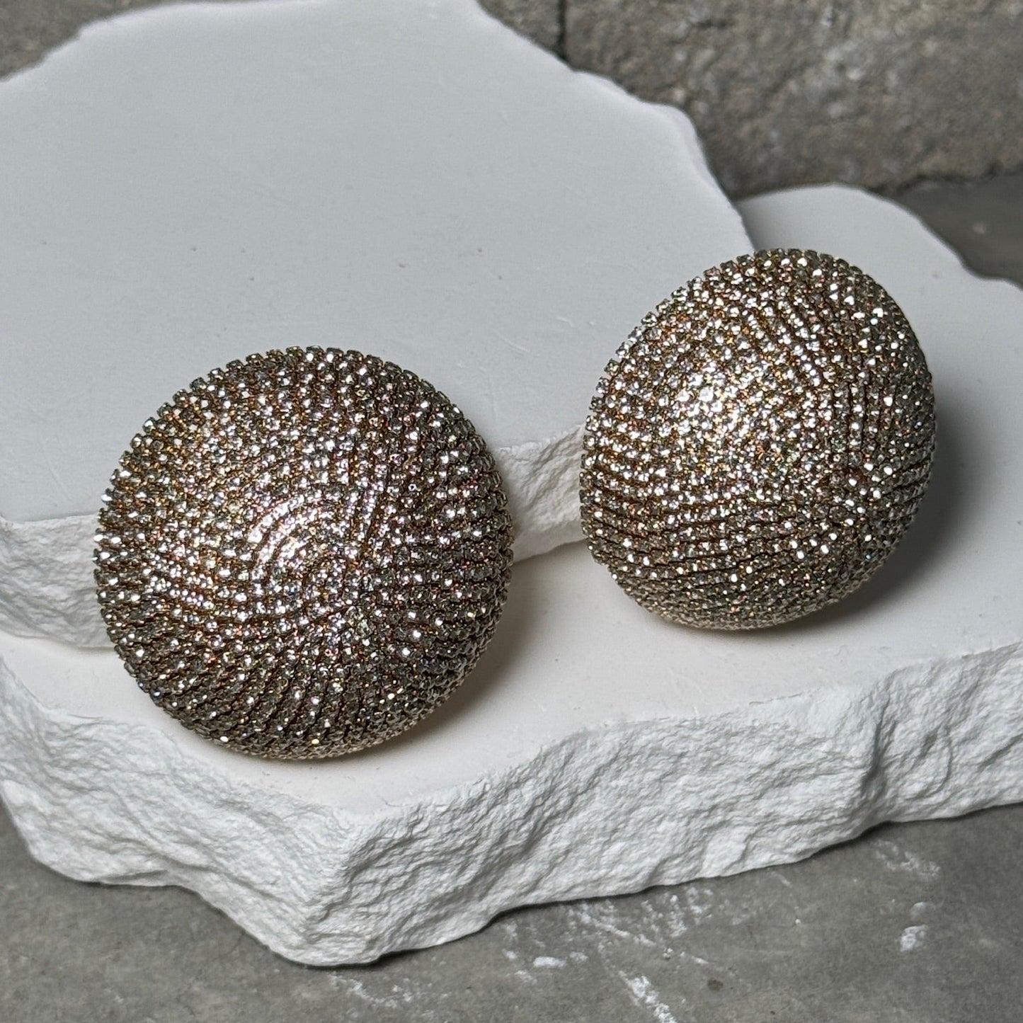 So Expensive Oversized Round Rhinestone Earrings
