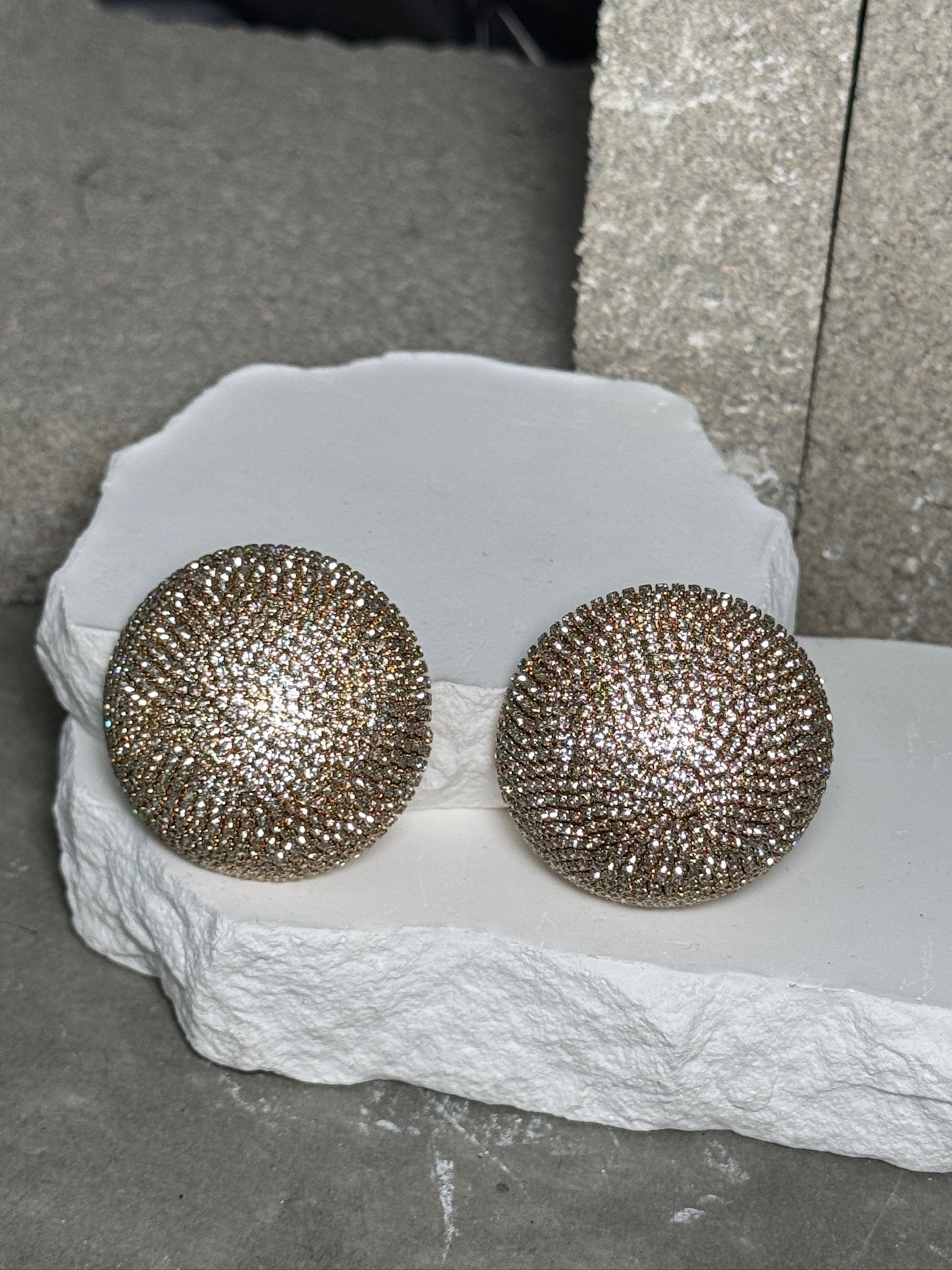 So Expensive Oversized Round Rhinestone Earrings