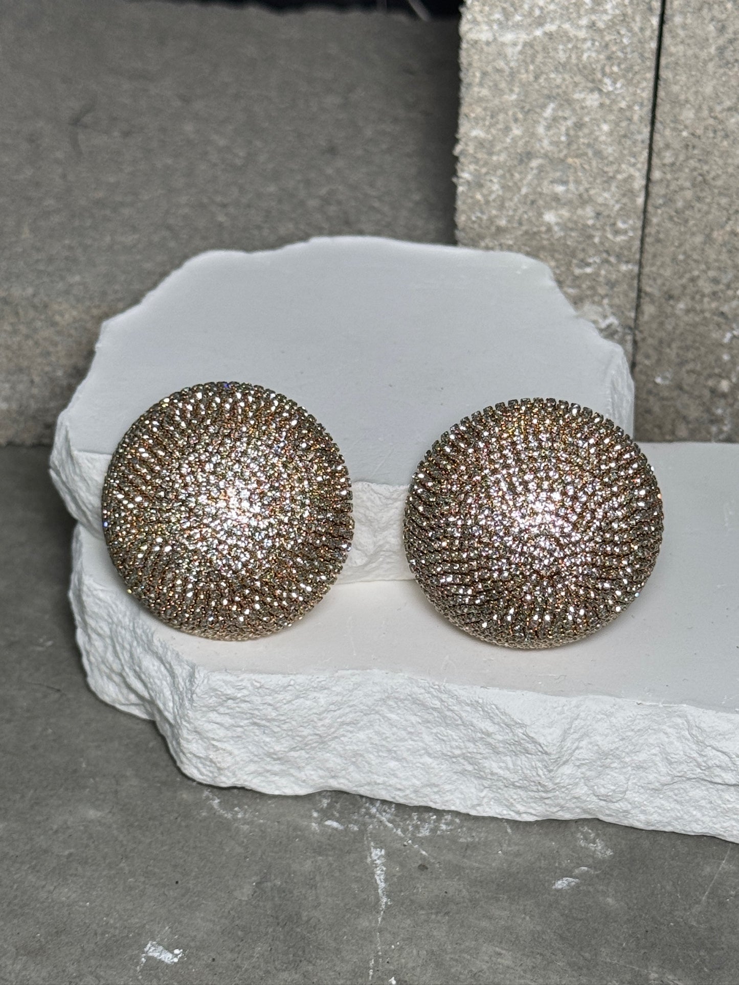 So Expensive Oversized Round Rhinestone Earrings