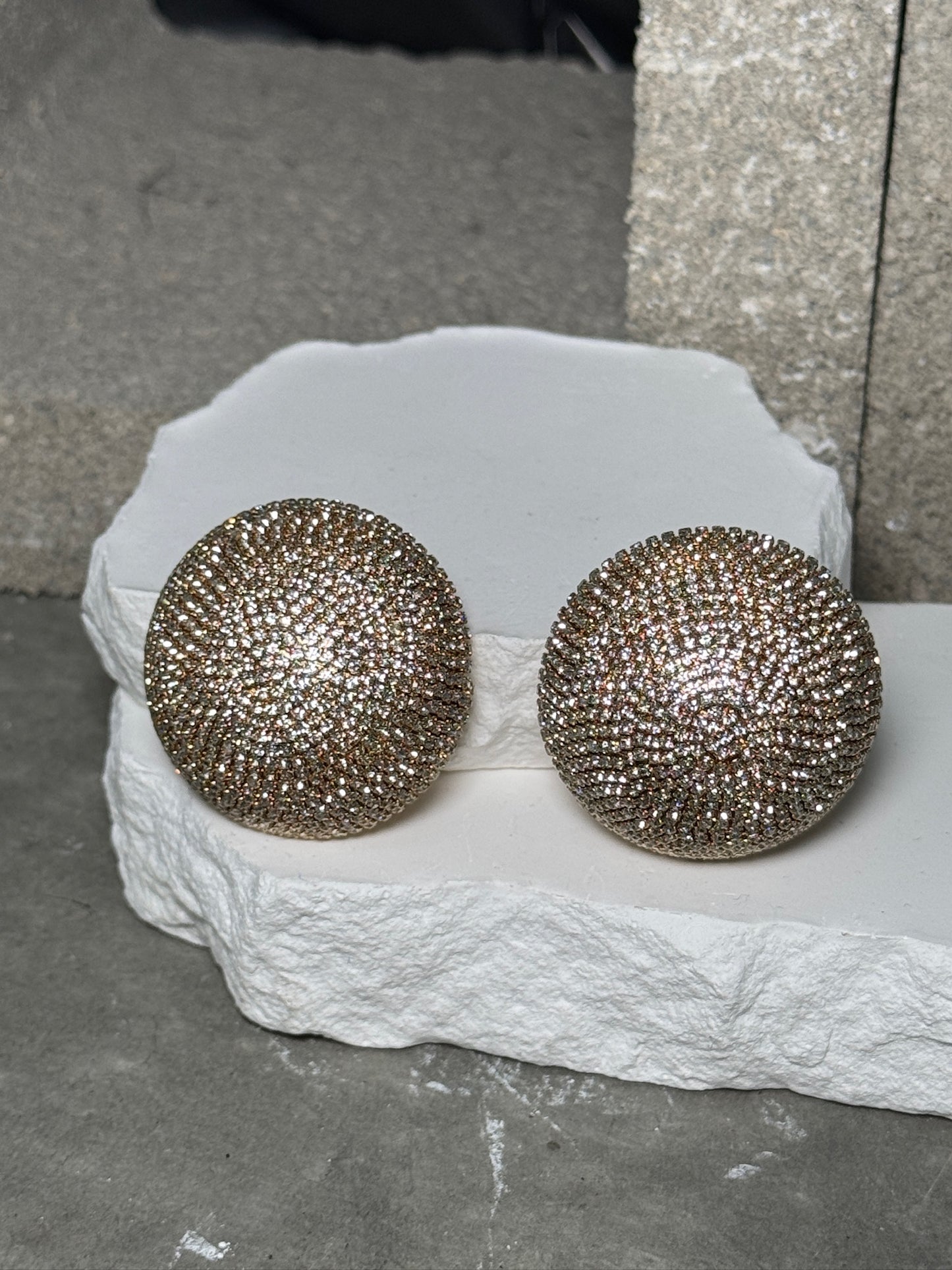 So Expensive Oversized Round Rhinestone Earrings