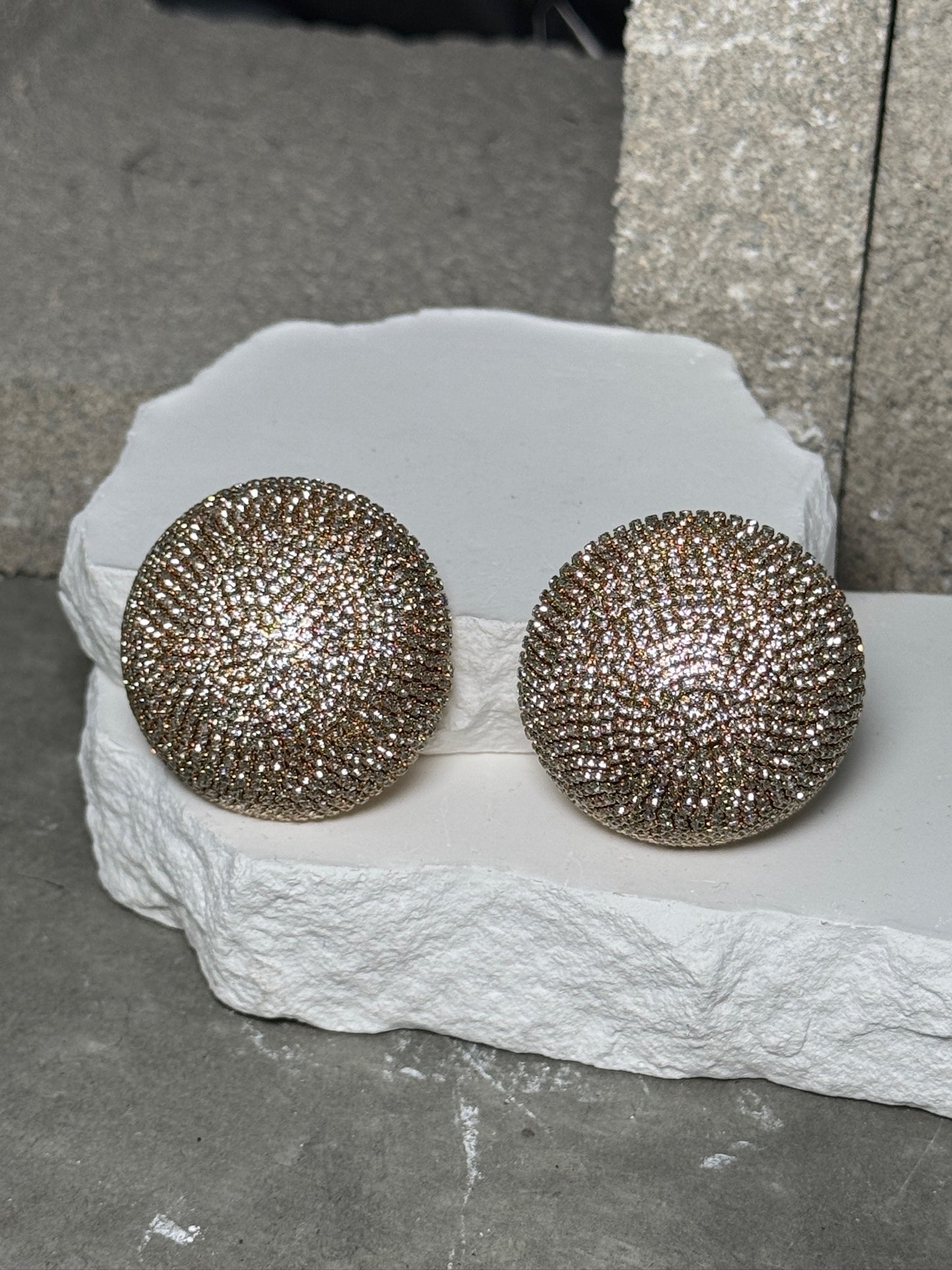 So Expensive Oversized Round Rhinestone Earrings