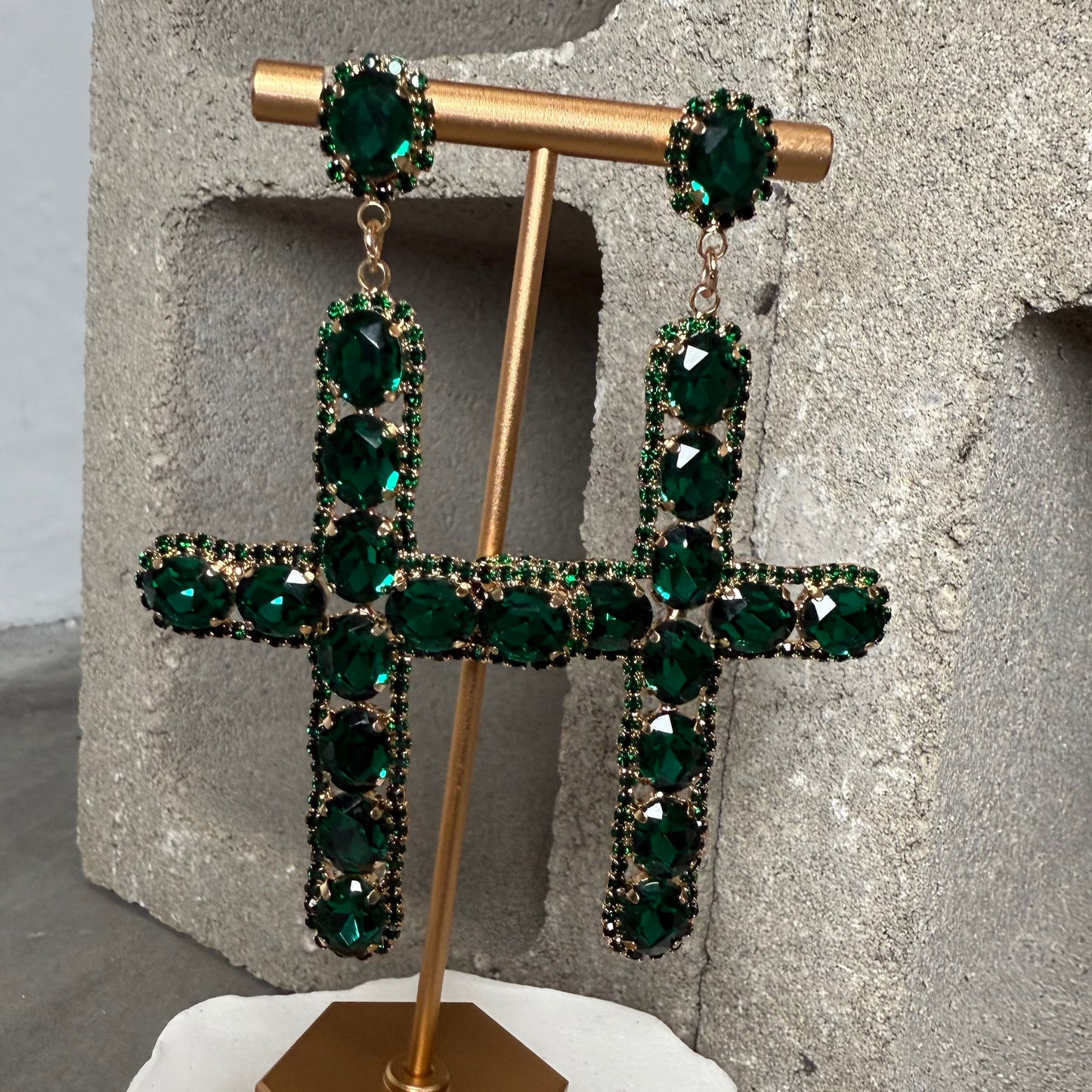 Gem Cross Earrings
