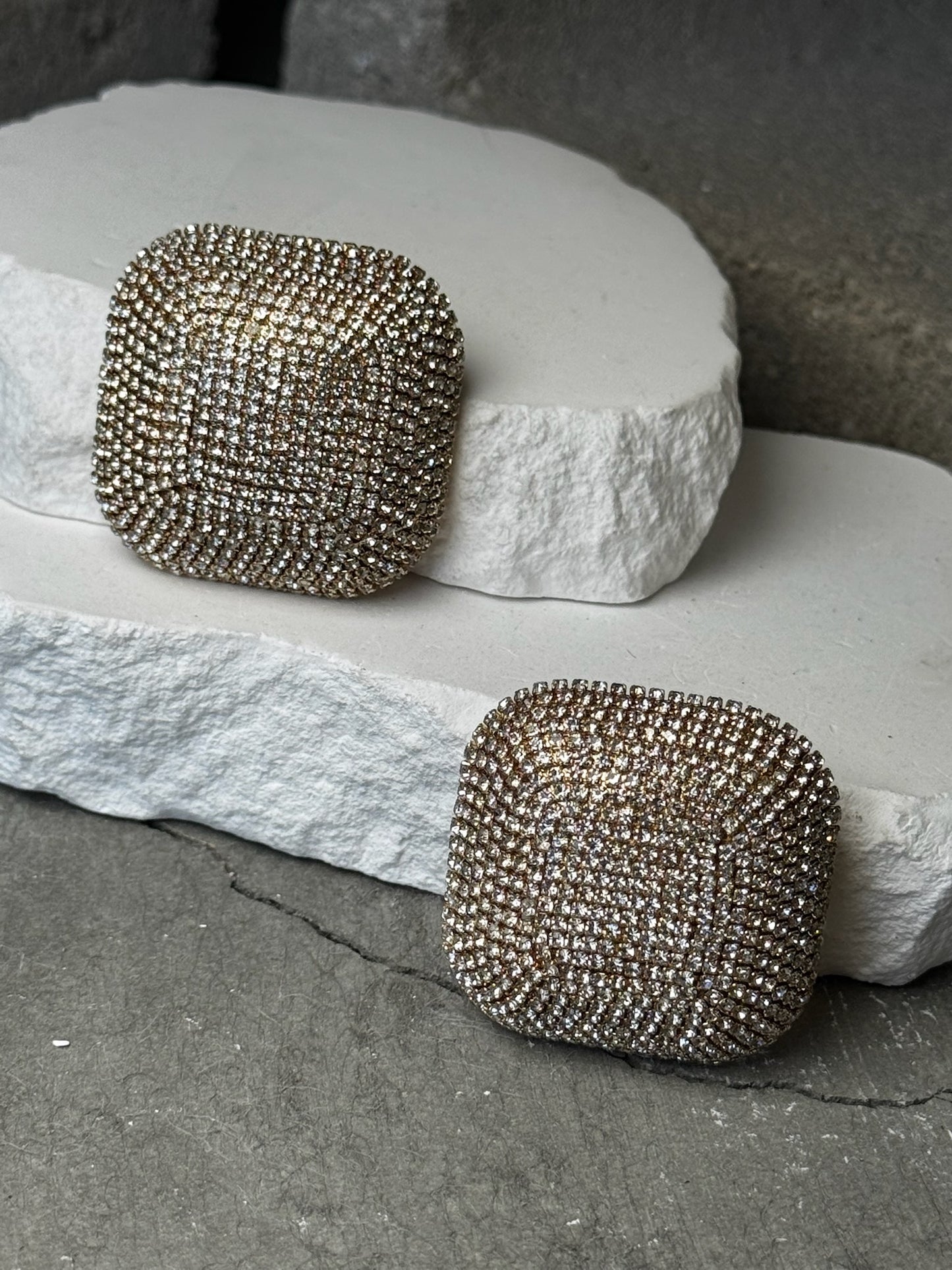 Sparkle Bomb Square Stud Earrings