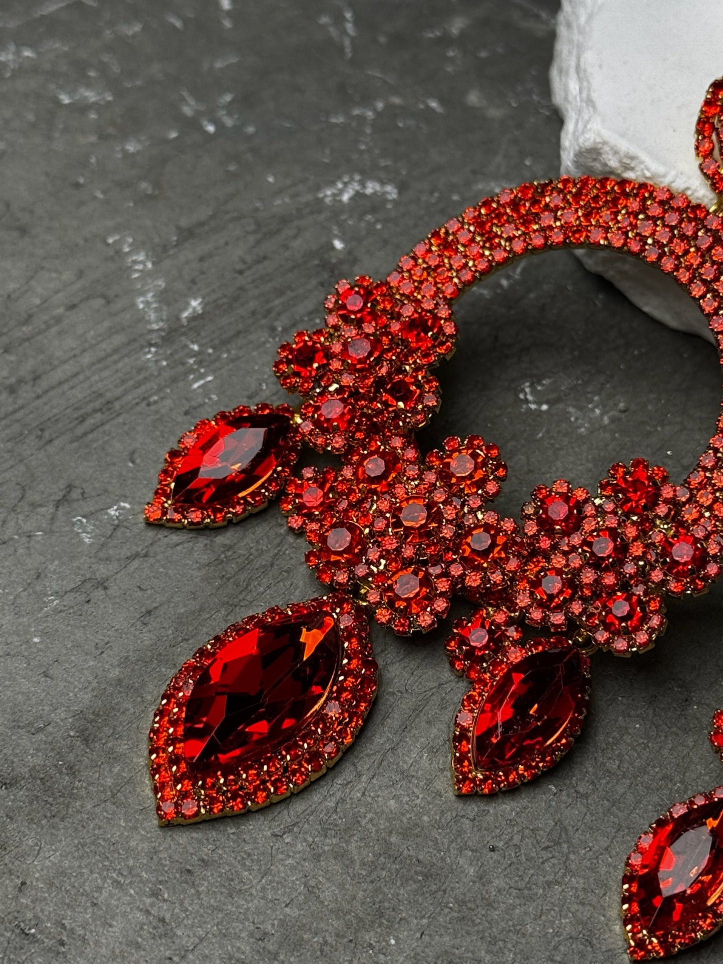 Crimson Petal Rush Hoop Earrings
