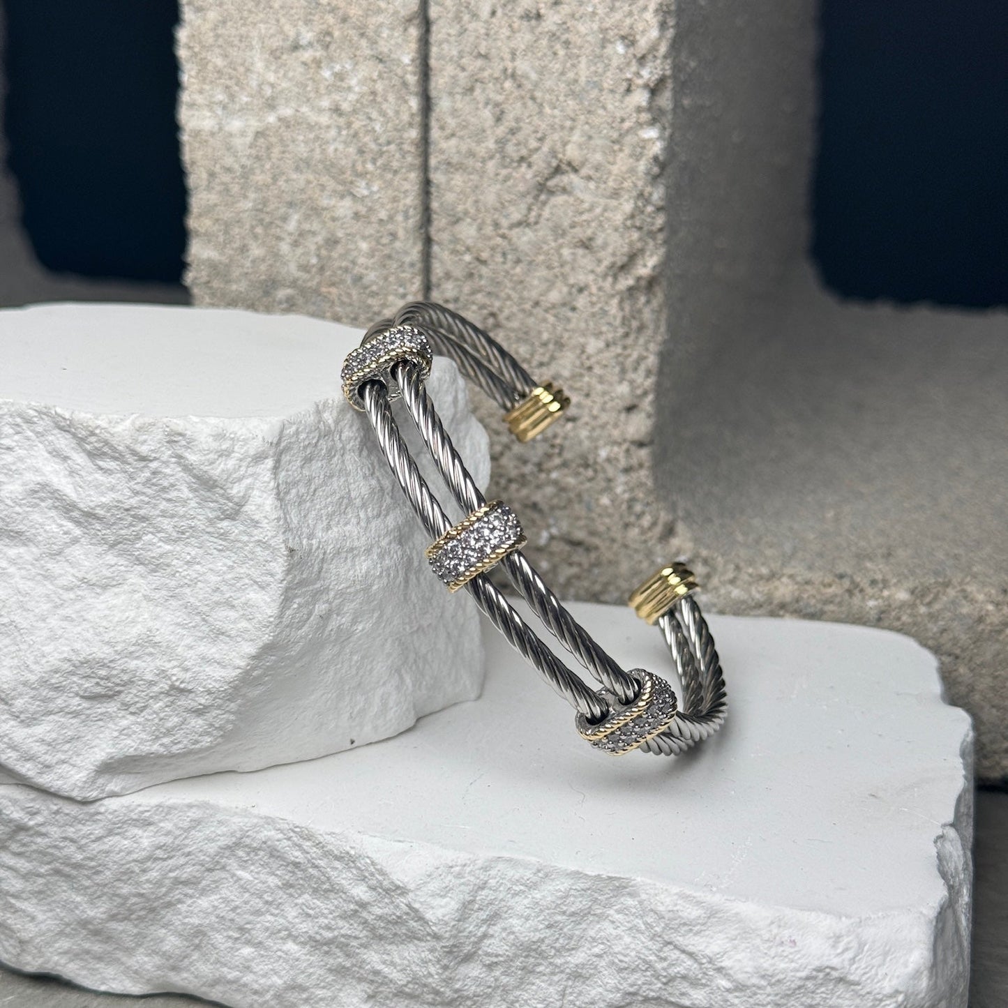 Twisted Harmony Mix Metal Bracelet Adjustable Up To 9"