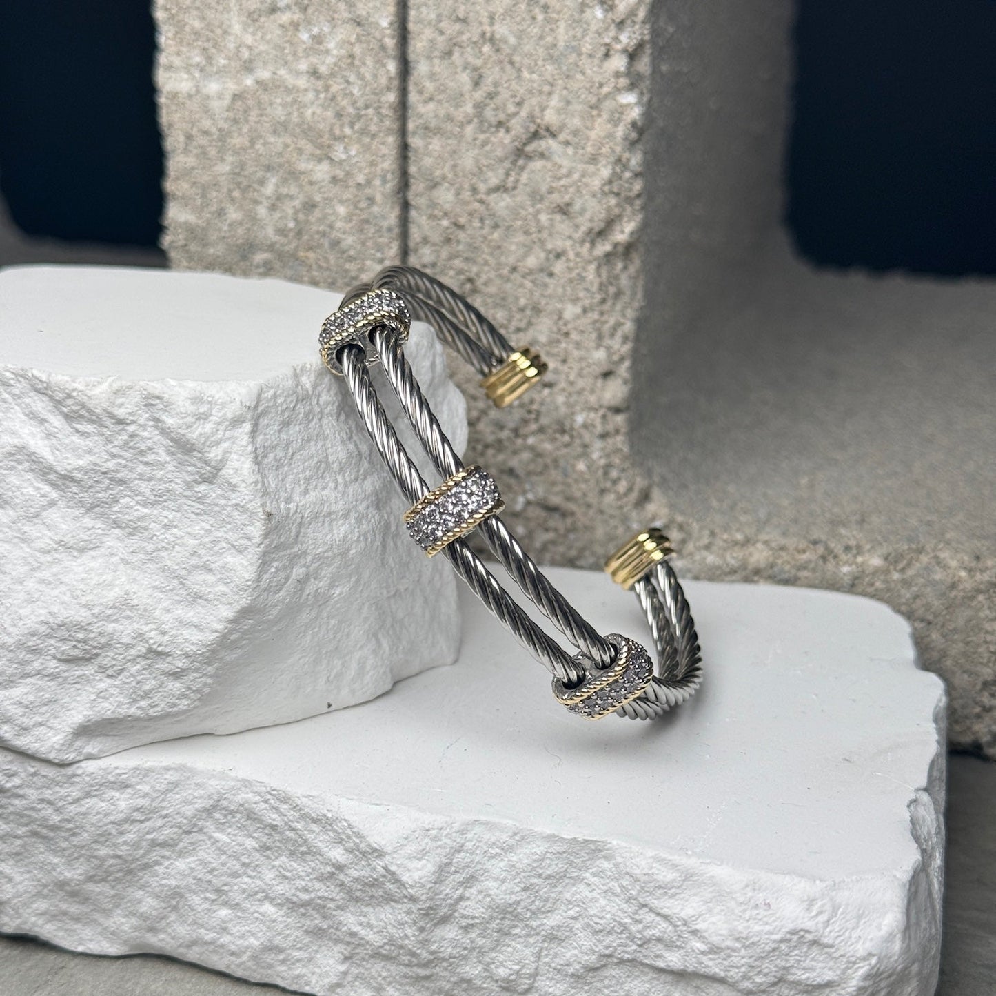 Twisted Harmony Mix Metal Bracelet Adjustable Up To 9"