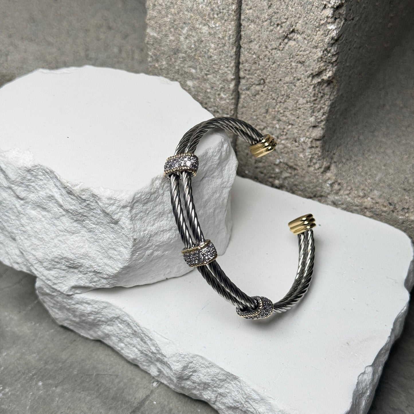 Twisted Harmony Mix Metal Bracelet Adjustable Up To 9"