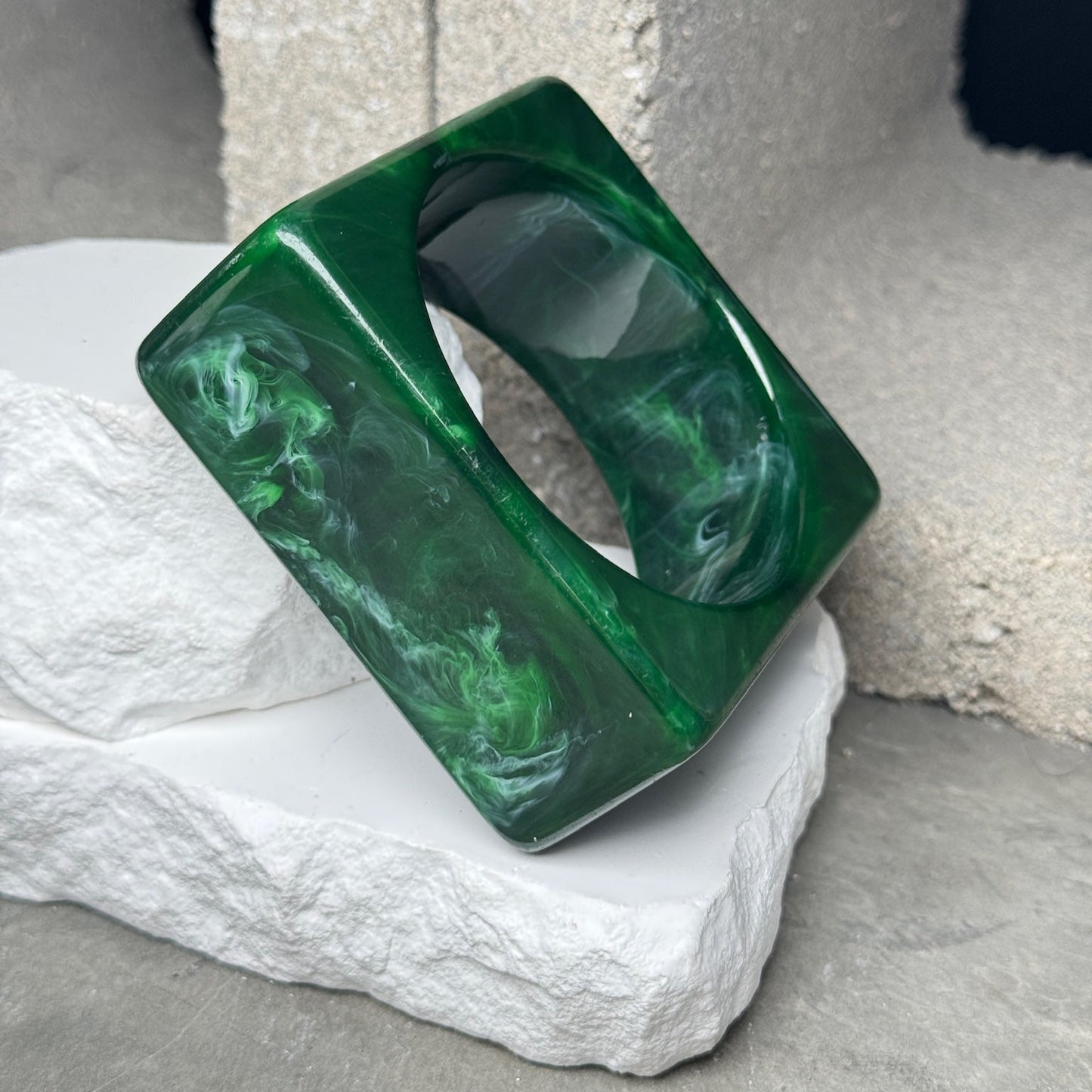 Marble Matrix Square Chunky Bangle 8.5"