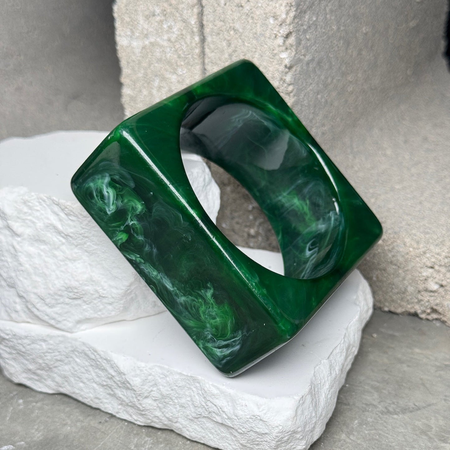Marble Matrix Square Chunky Bangle 8.5"