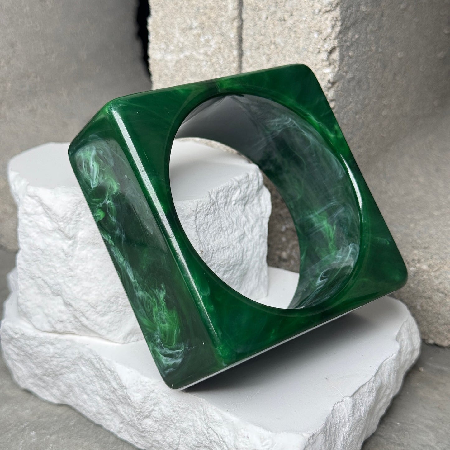 Marble Matrix Square Chunky Bangle 8.5"