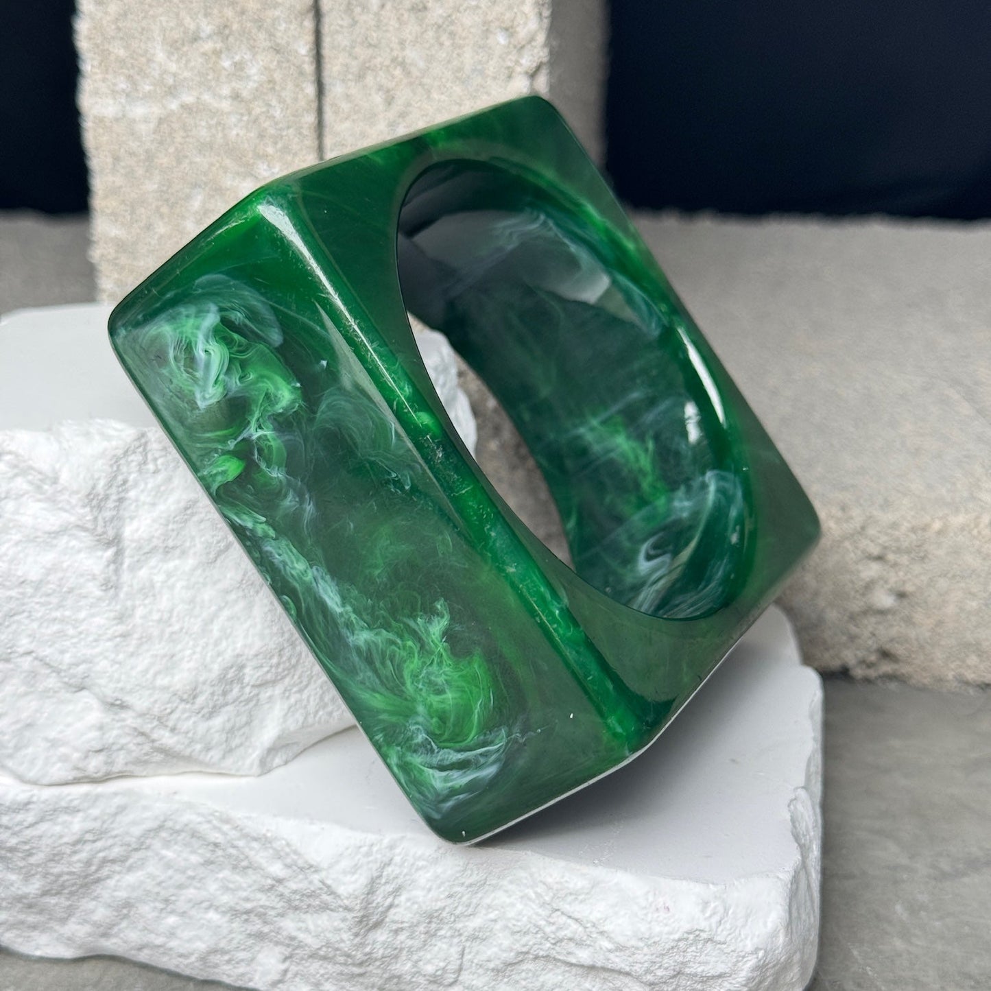 Marble Matrix Square Chunky Bangle 8.5"