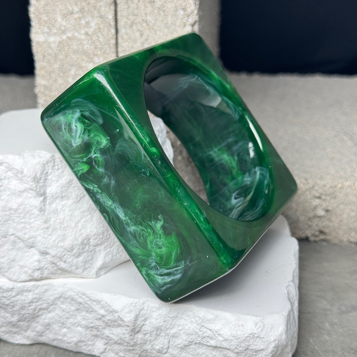 Marble Matrix Square Chunky Bangle 8.5"