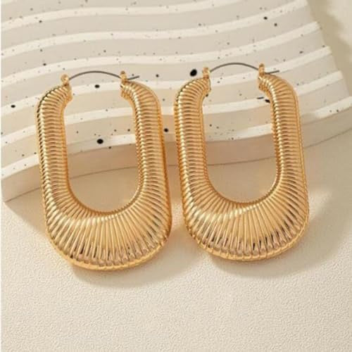 Show Stopper Oversized Ribbed Earrings - Gold-Tone Fashion Accessories for Stylish Looks