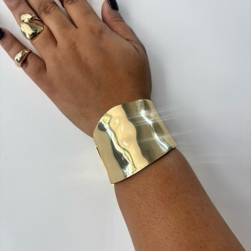 That Girl Gold Statement Cuff Bracelet - Unique Layering Design Elegant Fashion Accessory for Women's Outfits