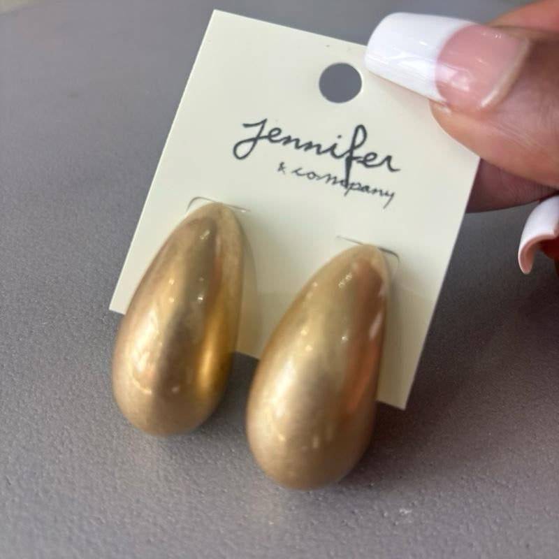 Soft Glam Teardrop Earrings Gold Chunky Bold Statement Earrings with Textured Design for Casual Wear