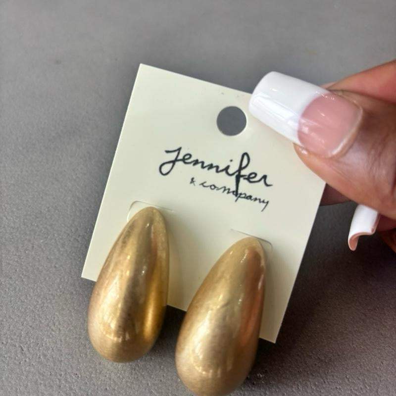 Soft Glam Teardrop Earrings Gold Chunky Bold Statement Earrings with Textured Design for Casual Wear