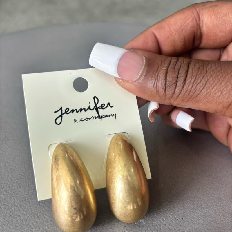 Soft Glam Teardrop Earrings Gold Chunky Bold Statement Earrings with Textured Design for Casual Wear