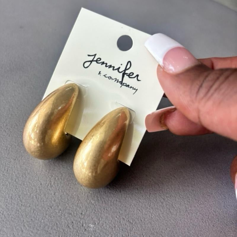 Soft Glam Teardrop Earrings Gold Chunky Bold Statement Earrings with Textured Design for Casual Wear