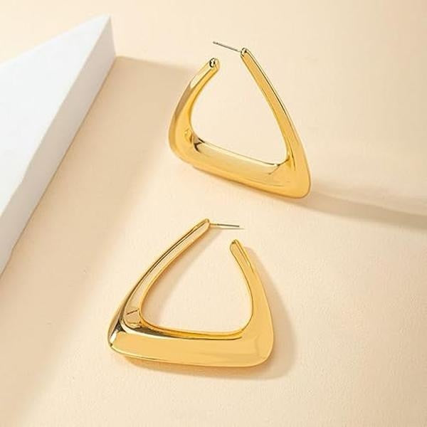 So Dramatic Triangle Hoop - Piece of Art Gem Earrings for Female Jewelry Accessories