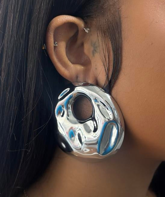 All Around the World Hoop Earrings - Simple Geometric Design with Metal Coating for Women's Fashion Jewelry Collection
