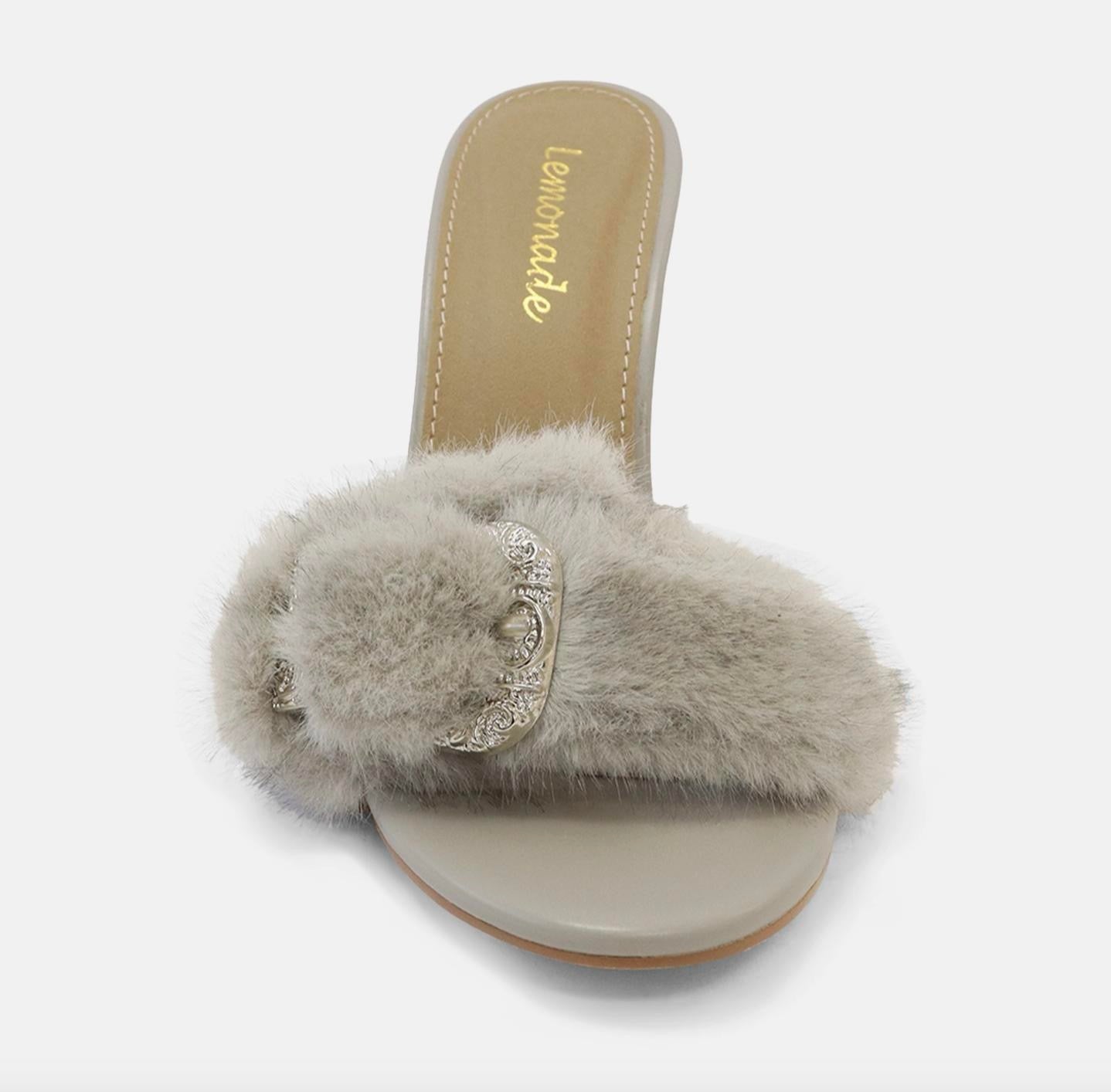 Chairman- Fur Mule Heels w/ Embellishment Women