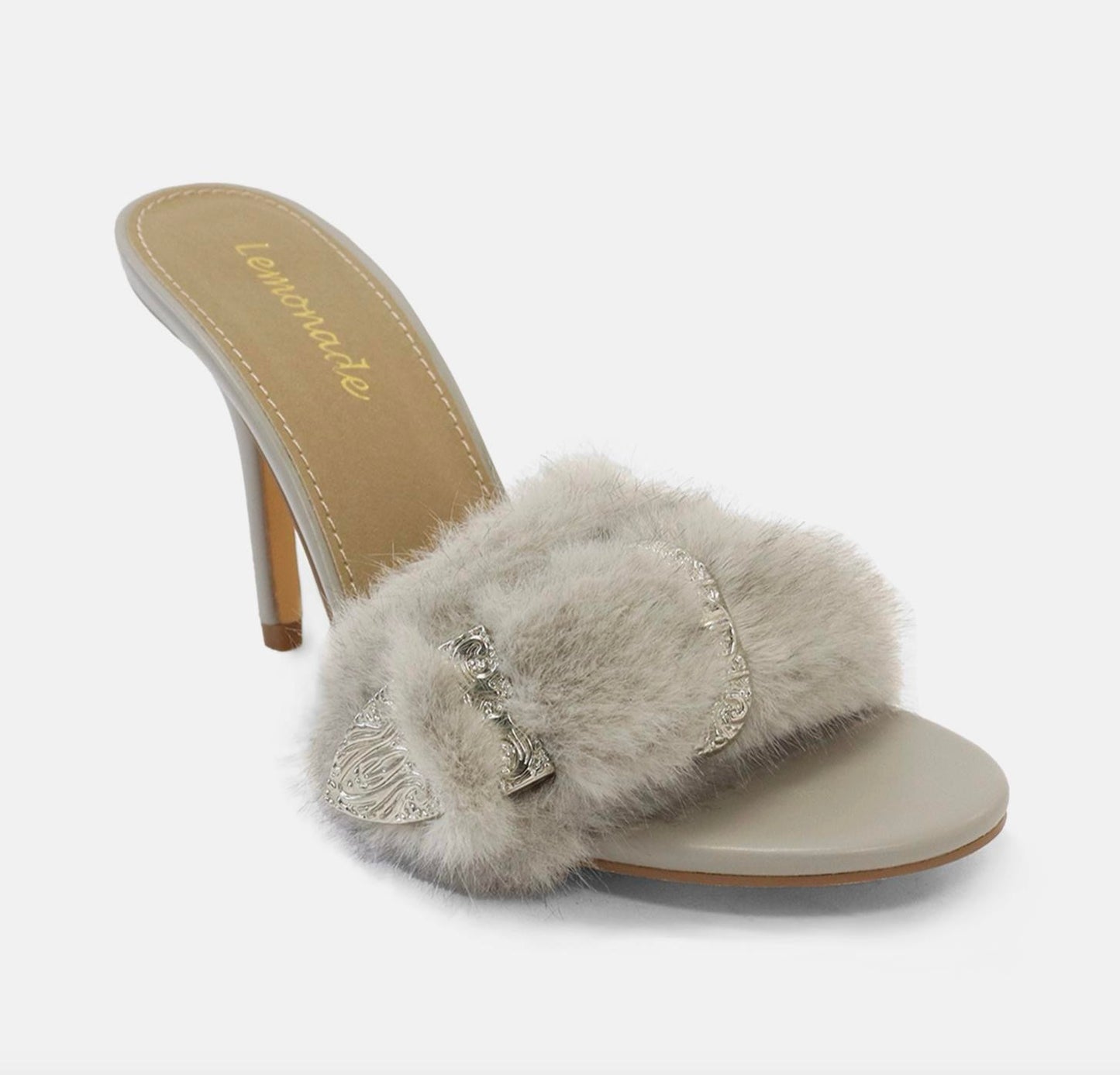 Chairman- Fur Mule Heels w/ Embellishment Women