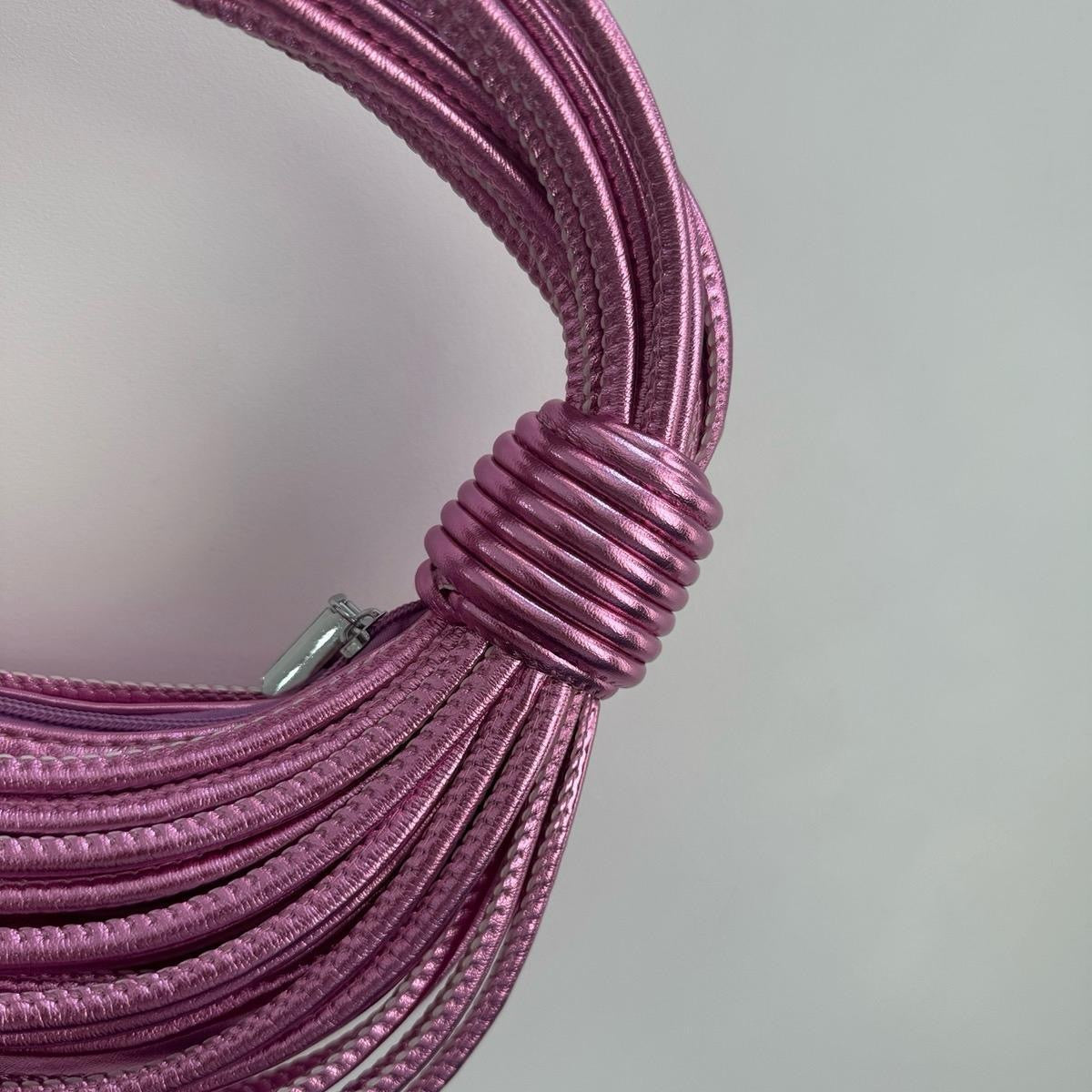 Multi Rope Chrome Pink Unisex Zippered Handbag