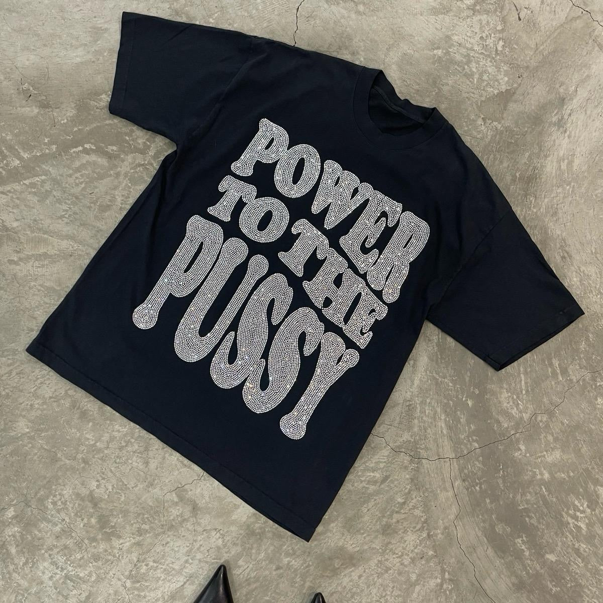 Power to the P Rhinestoned Heavy Weight T-Shirt for Women christmas shirt