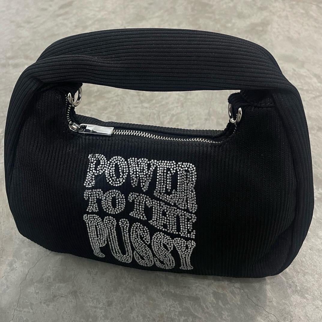 Power to the P Rhinestoned Purse with Chain - Women's Crossbody & Shoulder Bag