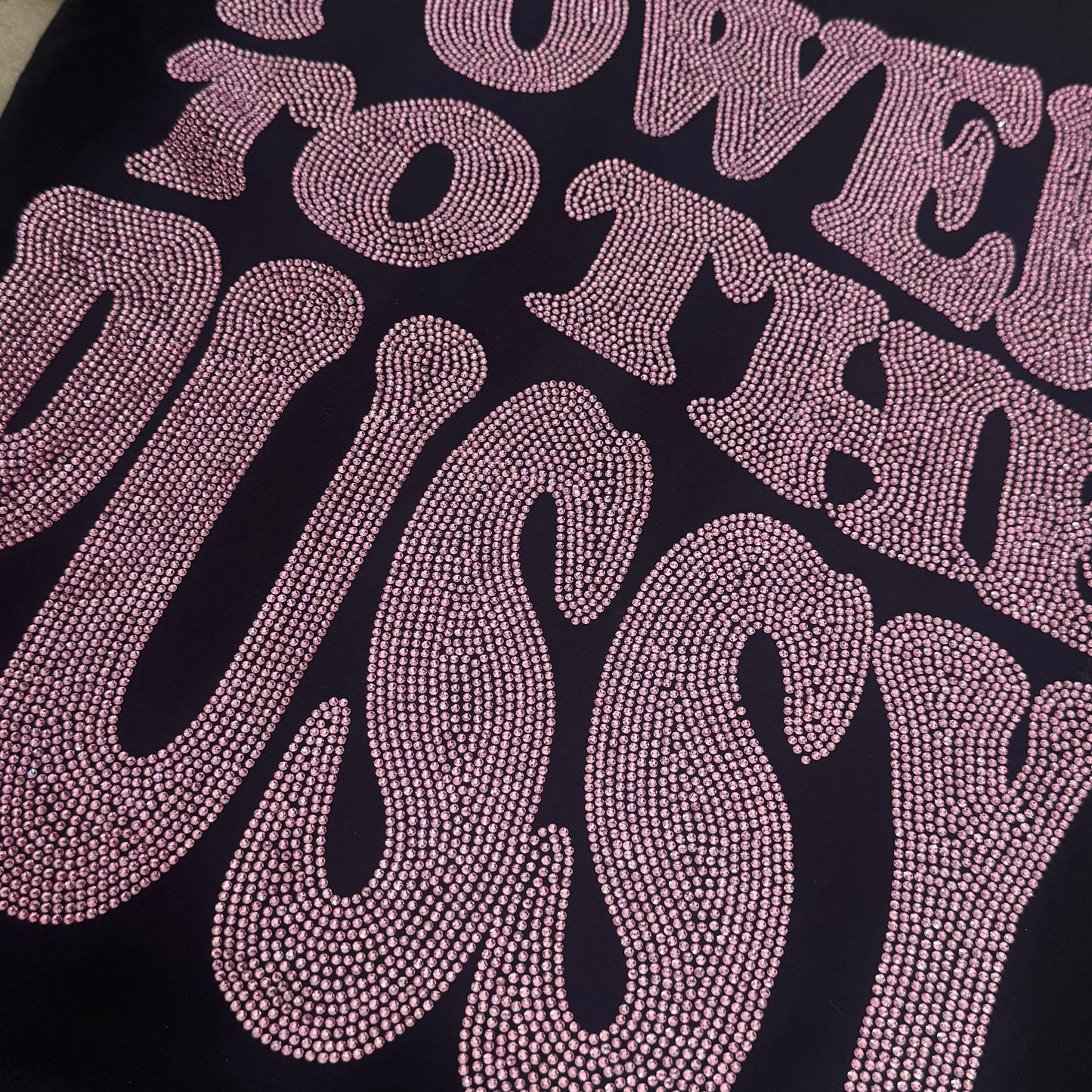 Pink and Black Power to the P Rhinestoned Heavy Weight T-Shirt