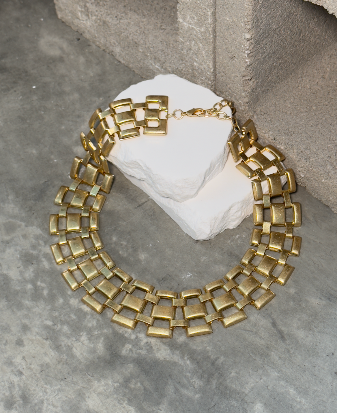 Gold Chunky Statement Choker 17" w/ Extender