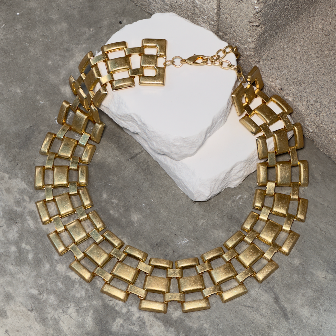 Gold Chunky Statement Choker 17" w/ Extender