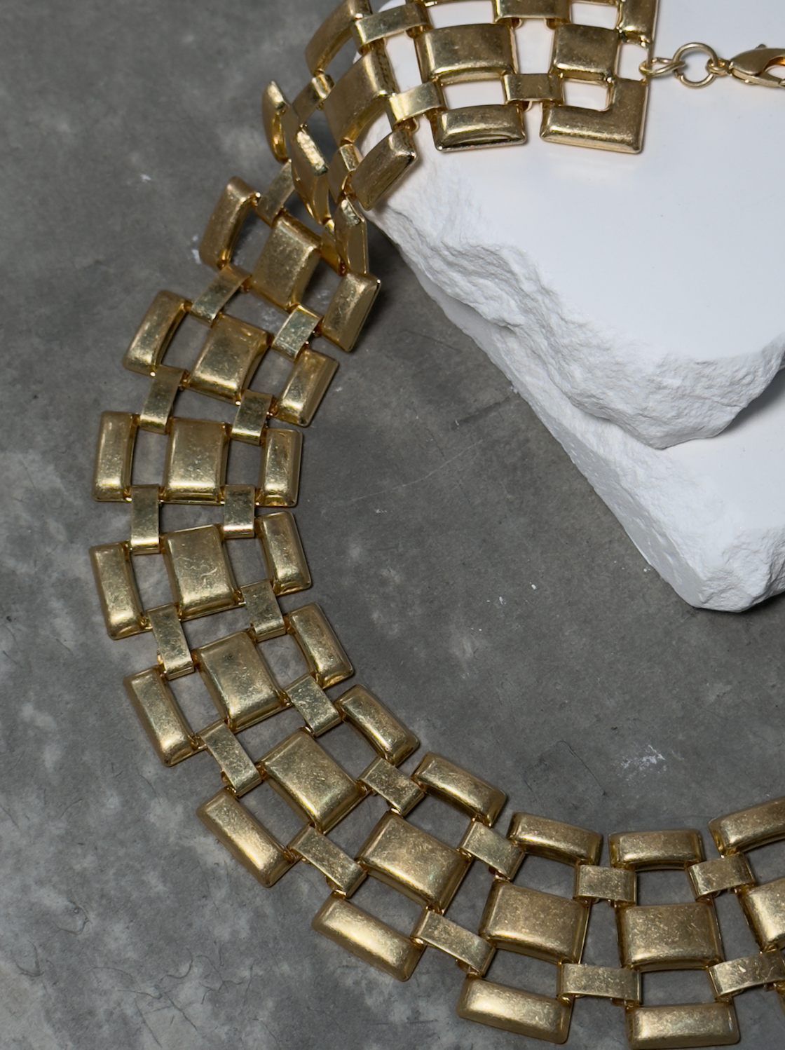 Gold Chunky Statement Choker 17" w/ Extender