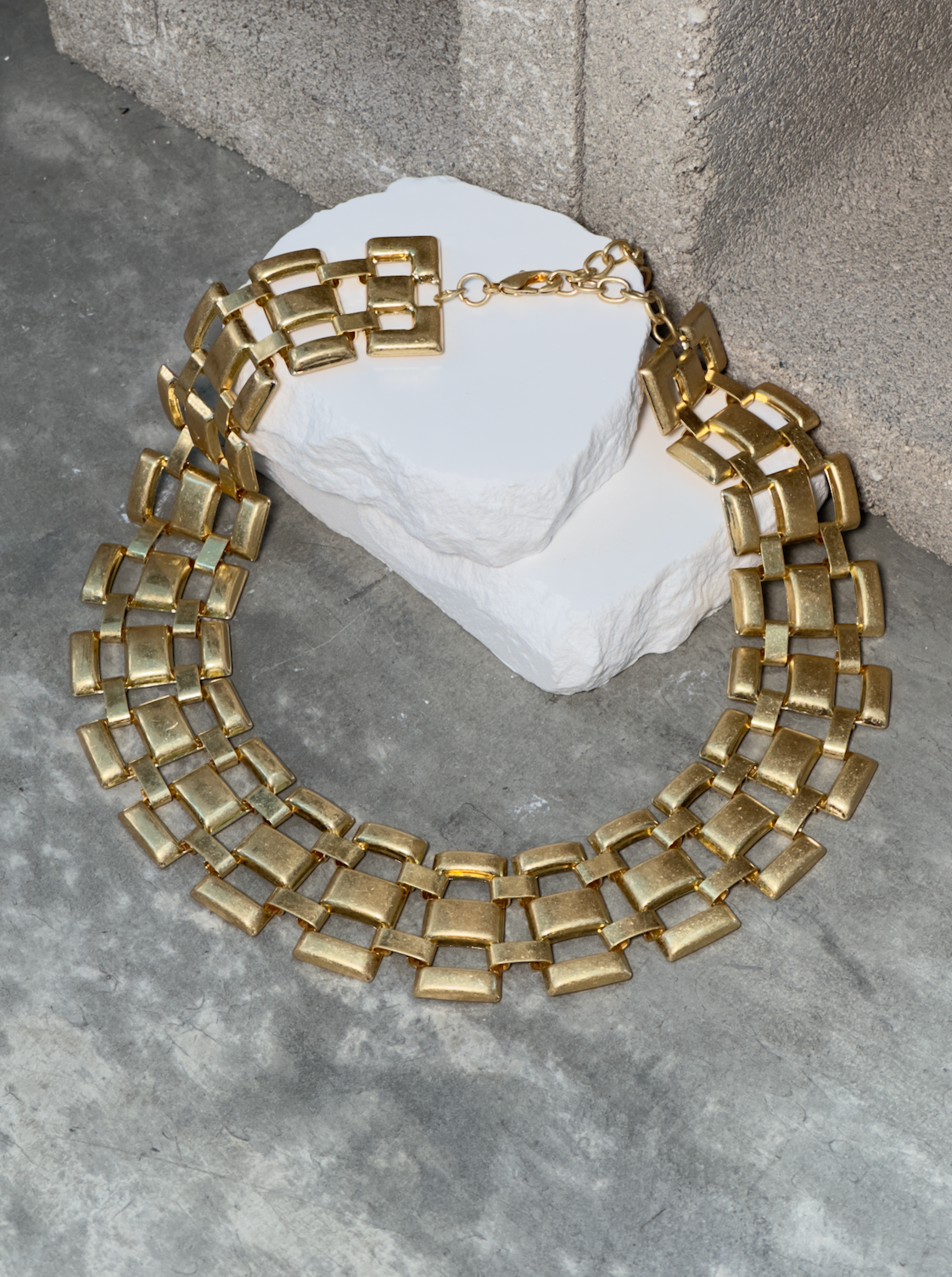 Gold Chunky Statement Choker 17" w/ Extender