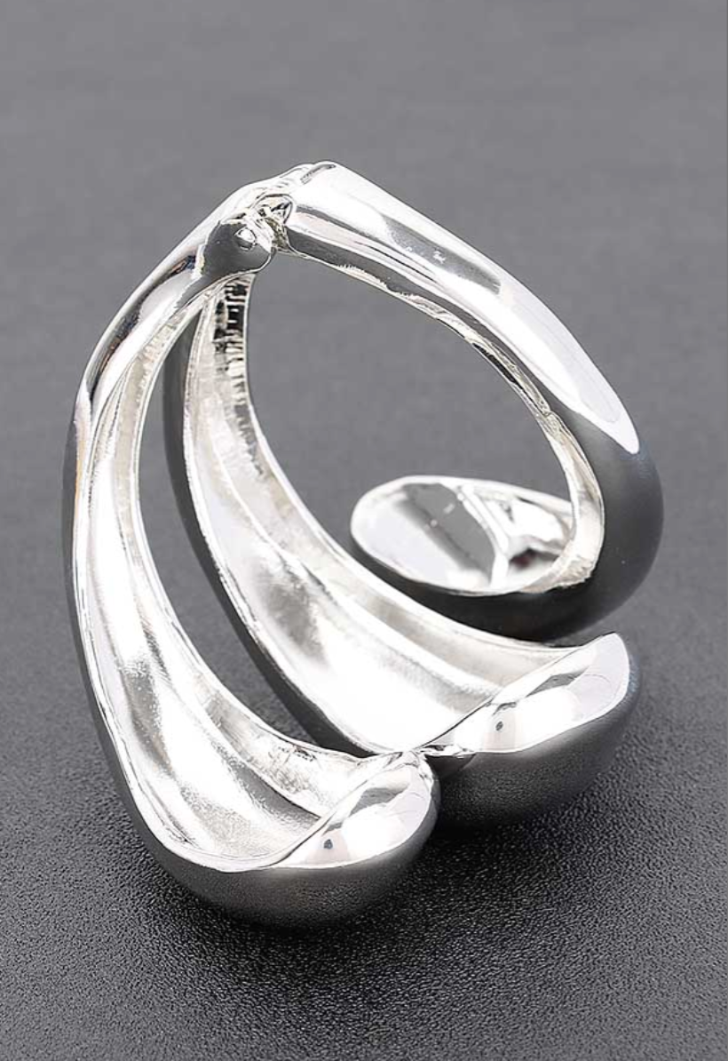 Triple Threat Wrist Cuff - Silver-Toned Wrist Accessory as shown in the Image
