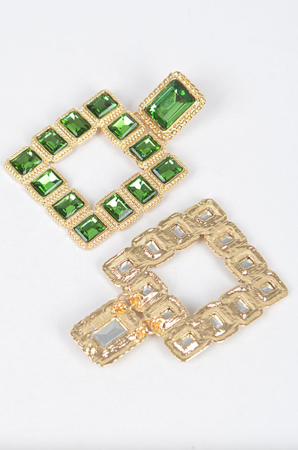Evergreen Stone Drop Earrings for Female - Green Rectangular Gemstone Fashion Accessories