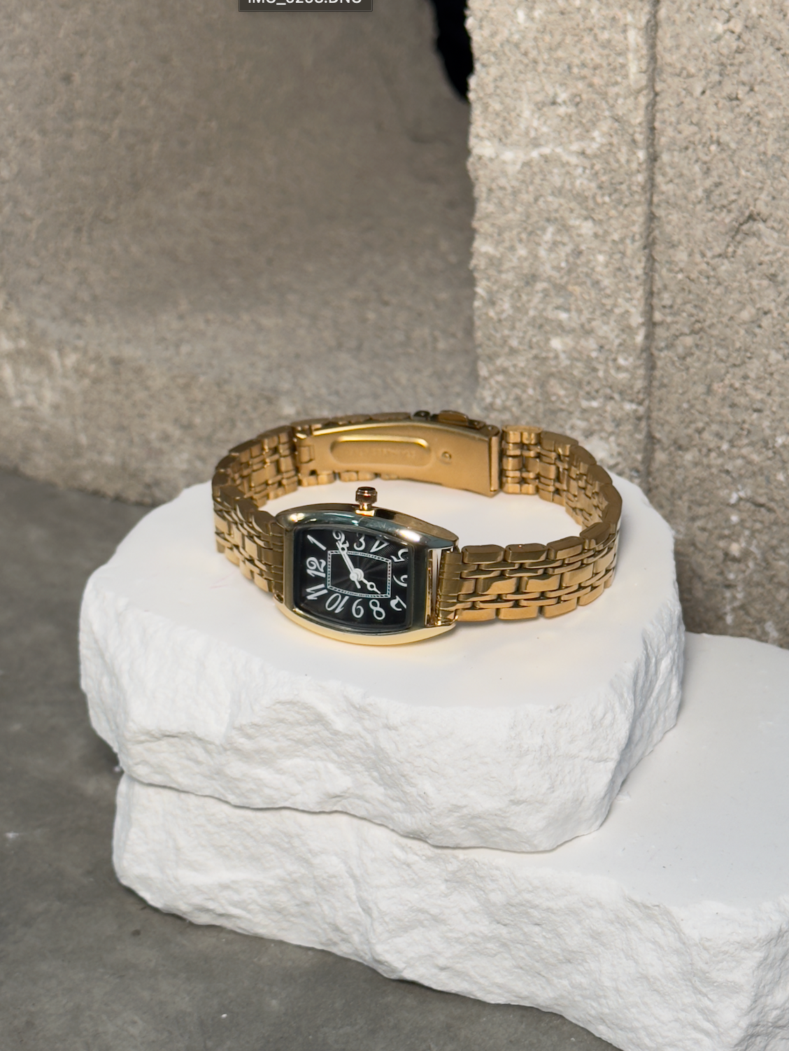 Watch Me Work Wrist Watch - Gold-Toned Design with Numerical Markings on the Face