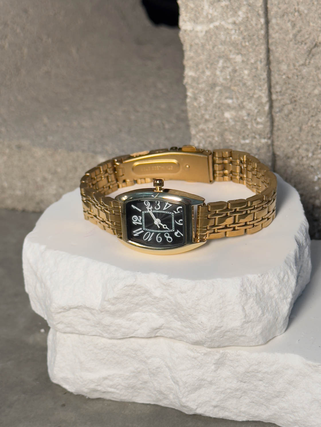 Watch Me Work Wrist Watch - Gold-Toned Design with Numerical Markings on the Face