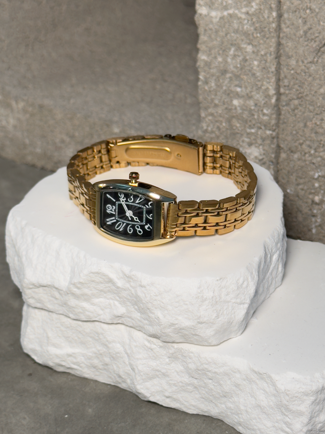 Watch Me Work Wrist Watch - Gold-Toned Design with Numerical Markings on the Face