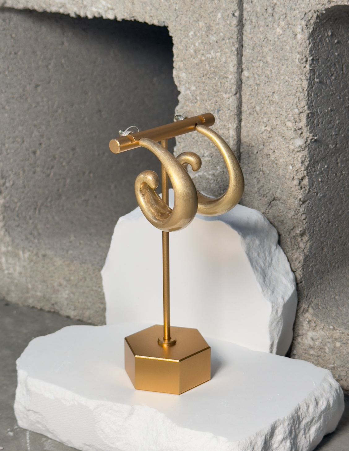Golden Hour Swirl Earrings - Female Hook Earrings with Metal Coating and Geometric Design