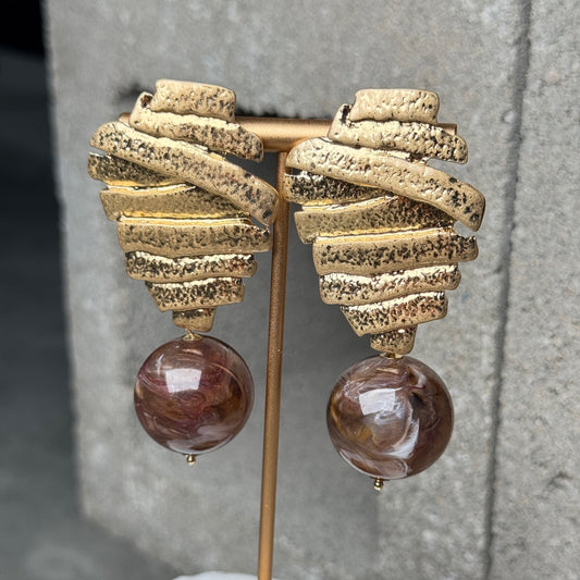Amber Veil Textured Earring