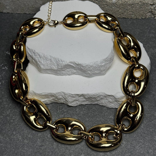 Bold Bottle Cap Link Necklace  21” w/ Extender